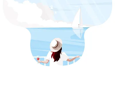 Summer vacation character dribbble girl illustration graphic deisgn illustration landscape landscape illustration sea sketching summer target vacation