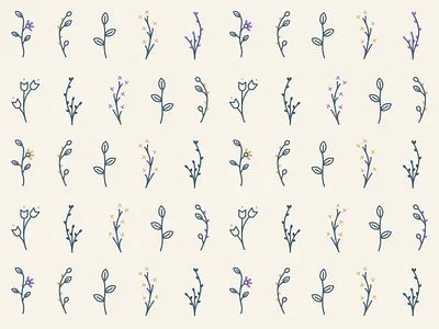 Flower Pattern berry botanical brewing decoration flat floral flower flowers herbal illustration leaf leaves line pattern plants rose tea textile vector vintage