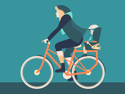 Bicycle project baby bicycle bike biker design illustration vector woman