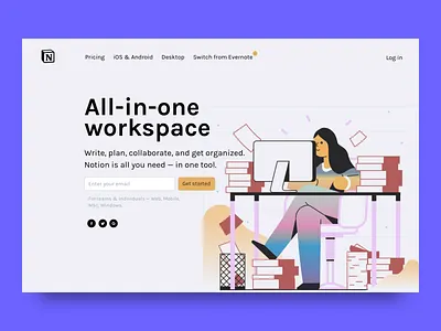 Notion Redesign animation app branding clean design design jam illustration illustrator minimal notion photoshop sketch tutorial type typography ui ux vector web website