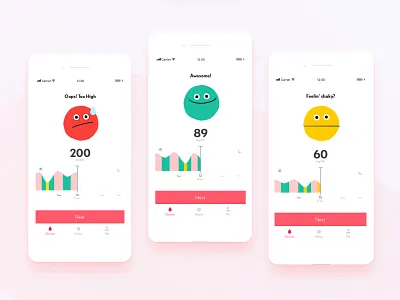 Healthcare app Gloocause - Glucose levels app branding child care children design diabetes health health app healthcare illustration positive tech prototyping ui ux ui ux design