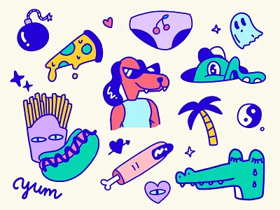 Stuff character design dog food illustration ipadpro pizza procreate