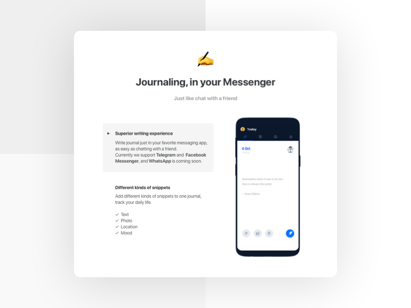 Features introduction animation diary ixd journalflow ui ux