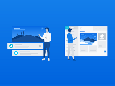 Illustration News character design color gradient color homepage illustration man ui vector