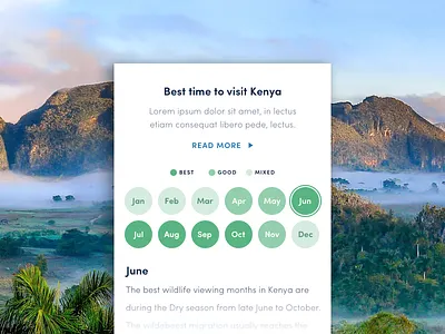 'Best time to visit' UI component adventure club studio design travel ui web design