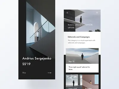 M&Y app clean dark design fashion interactive layout minimal modern shop typography ui
