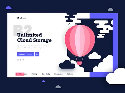 Cloud Storage branding clean design flat illustration illustrator minimal typography ui ux web website