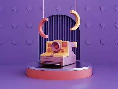 Composition II 3d abstract art camera design polaroid print render webshocker