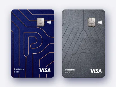 Card branding for fintech company aseets bank banking blue branding card card design embossed finance fintech grey