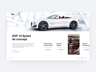 'EXP 12 Speed 6e concept' page. BENTLEY. 100 EXTRAORDINARY YEARS adobe xd design dribbble figma melart photoshop typography ui uidesign uidesigner uitrends user experience user experience design user experience designer user interface ux web webdesign веб дизайн дизайн