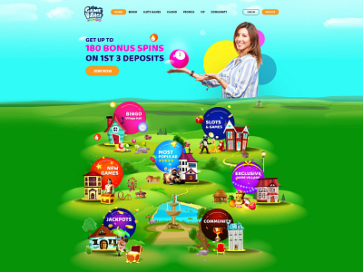 G Village game landing page uidesign village visual design