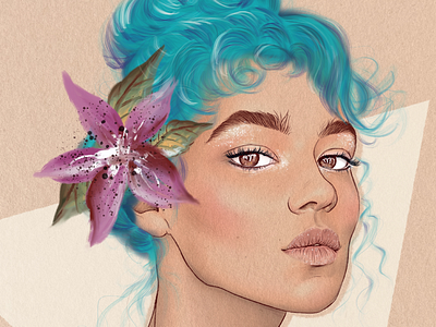 Digital Portrait art digital digital art flower ipad pro portrait procreate