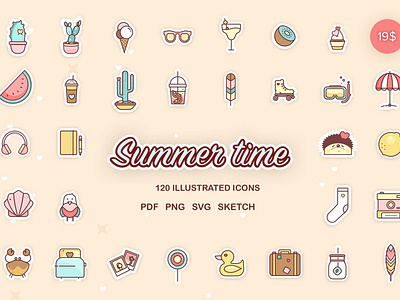 Summer time branding dashboard design flat flat icons graphic design icon icons icons design illustration logo logo branding logo design social media startup startup icon travel