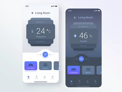 Smart Home app concept controller dark dark ui design home home app light mobile ui ui ux
