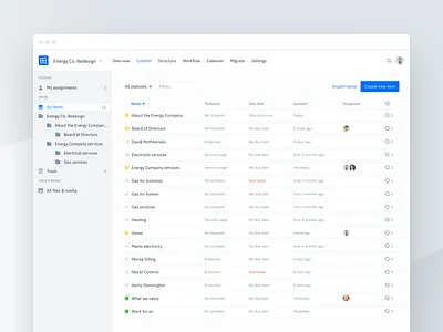 Content Hub app cms content design product ui web