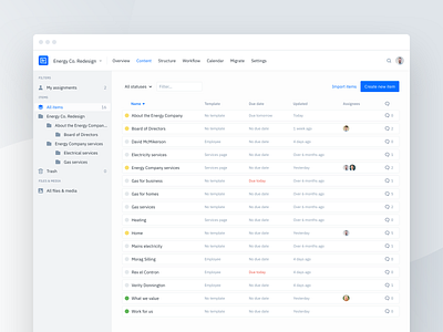 Content Hub app cms content design product ui web