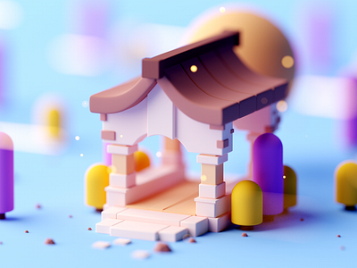 Building 3d c4d cartoon cinema 4d cinema4d design fantasy forest game game asset game building game design illustration isometric isometric room light low poly lowpoly octane