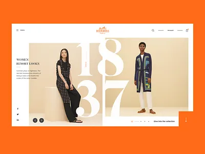 Hermès Landing Page branding clean design famous free french hermès landing page luxury orange paris ui ui design ux ux design web design