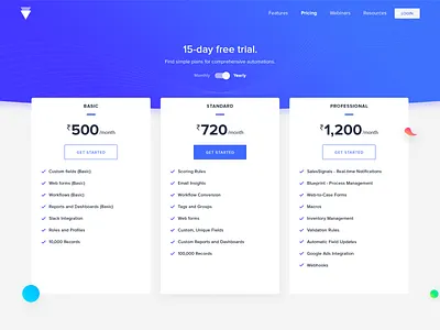 Pricing screen blue design dribbble monthly plan pricing page product product page subscription trial ui upgrade web yearly