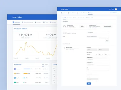 Investo Roboto Web App analytics app clean dashboard design experience investment profile ui ux web app