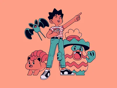 Brock | Pokemon brock gaming illustration ludicolo nintendo pokemon vulpix zubat
