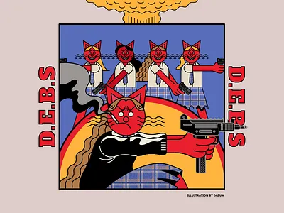 D.E.B.S. 2d animal art cat character color design drawing illust illustration movie vector work