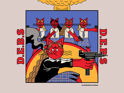 D.E.B.S. 2d animal art cat character color design drawing illust illustration movie vector work