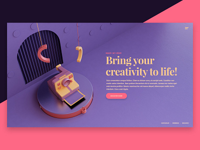 Visual Website 3d camera design hero landing photography render visual webshocker website