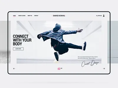Dance School dance dancer dancers interface landing lifestyle minimalist music party school uidesign uiux web webpage website white