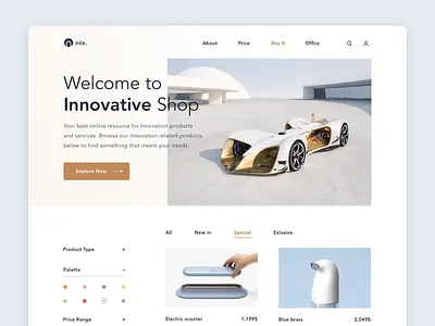 Innovative Shop - Design concept clear daniel simon design design concept e commerce innovative landing page online shop online store product design ui user inteface ux
