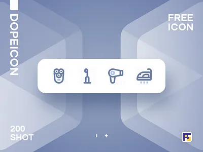 Dopeicon - Icon Showcase 200 animation app branding dope dopeicon flat freebies hair dryer icon illustration logo shaver toothbrush type typography ui ux vector web website