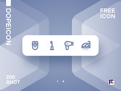 Dopeicon - Icon Showcase 200 animation app branding dope dopeicon flat freebies hair dryer icon illustration logo shaver toothbrush type typography ui ux vector web website