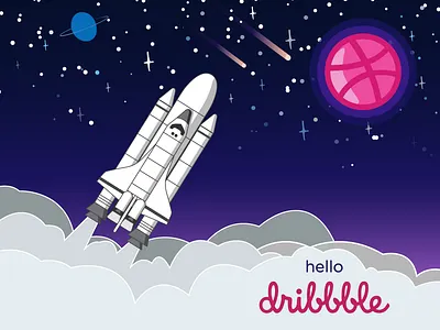 Bubbble space design first shot hello illustration nasa planets shooting star space spaceshuttle stars ui vector
