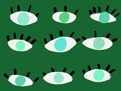 Bando Color Week blue body cute dark green drawing eye eyeballs eyelashes eyes forest illustrations kids mint mint green whimsical