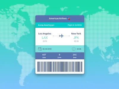 Boarding Pass - DailyUI - 024 american airlines aplusdesign aplusdesign.co boarding pass daily daily 100 challenge daily ui daily ui 024 daily ui challange dailyui design digital artist mobile mobile app mobile app design ui ui design ui design challenge ui designer ui designers