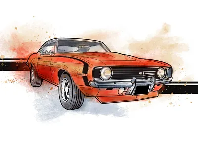 1969 Camaro SS advertisement automotive branding camaro illustration muscle car photoshop promotional publishing