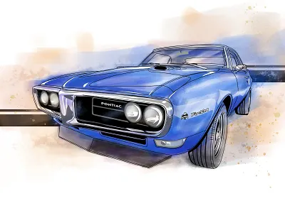 1968 Firebird automotive branding firebird illustration muscle car photoshop pontiac promotional publishing