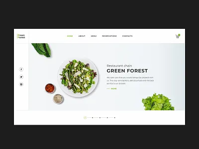 Main restaurant landing screen app application branding color design e commerce flat food homepage landing minimal typography ui ux vector vegetables web website