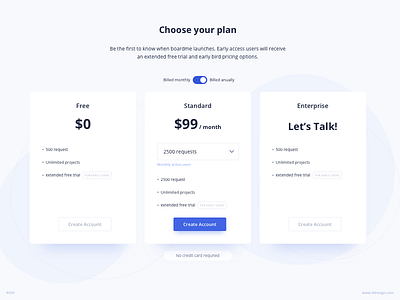 Pricing Table UI Design | Boardme account type boardme daily ui dailyui ildiesign ildiko ignacz onboarding price price table pricing pricing table subscription ui ui design ui pattern ui practice ux ux design