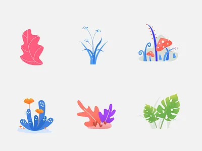 Plants color illustration material plants