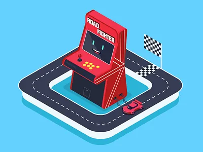 《ROAD FIGHTER》 2.5d clean fc game illustrator rocket car ui
