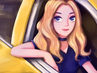 Racing Beauty car girl illustrator