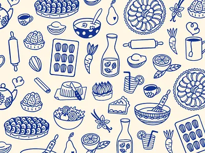 Food pattern - Coffeeshop bakery branding coffeeshop coffeeshop branding doodles food branding food doodles food illustrations food pattern icon pattern pastries pattern procreate
