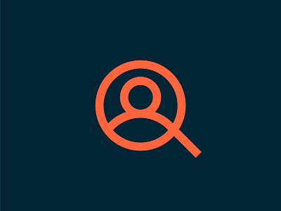 Person + Magnifying Glass connection connect grid geometry line art logo logo designer magnifying glass modern minimal smart orange blue person man woman