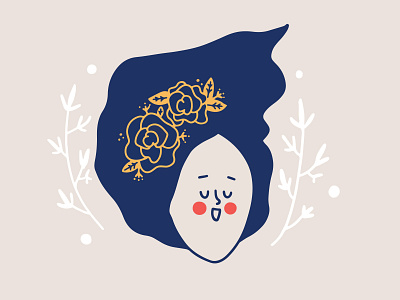 Girl With Flowers 3 adobe illustrator character digital art drawing flowers girl illust illustration ipadpro portrait procreate