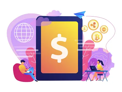 Digital currency concept illustration business character communication concept concept illustration concepts currency design flat graphic design illustration marketing narrative trendy ui ui elements uikits ultraviolet vector violet