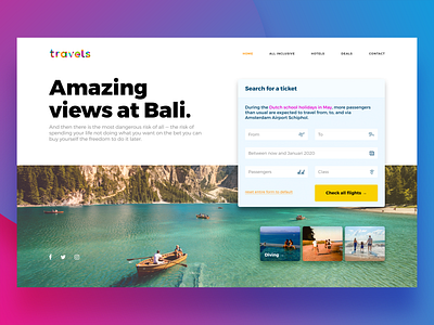 Travel webpage clean design hero interface kit mobile modern photoshop psd travel traveling ui ui kit user interface ux vacation web web design webdesign website