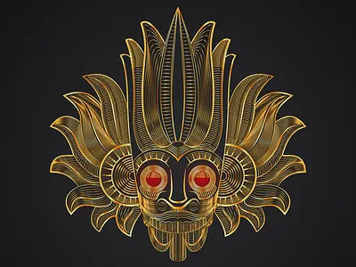 Gold Mask Line Art Illustration album cover album cover art album cover design art illustration illustrator line art mask photo frame photoshop sri lanka tshirt design tshirt graphics vector artwork