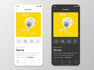 Reading App Light & Dark app audio audiobook book dark dark mode dark theme iphone x light light dark light mode light theme menu read reader reading app reading list ready ui ui kit