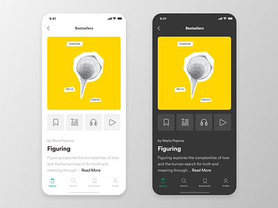 Reading App Light & Dark app audio audiobook book dark dark mode dark theme iphone x light light dark light mode light theme menu read reader reading app reading list ready ui ui kit